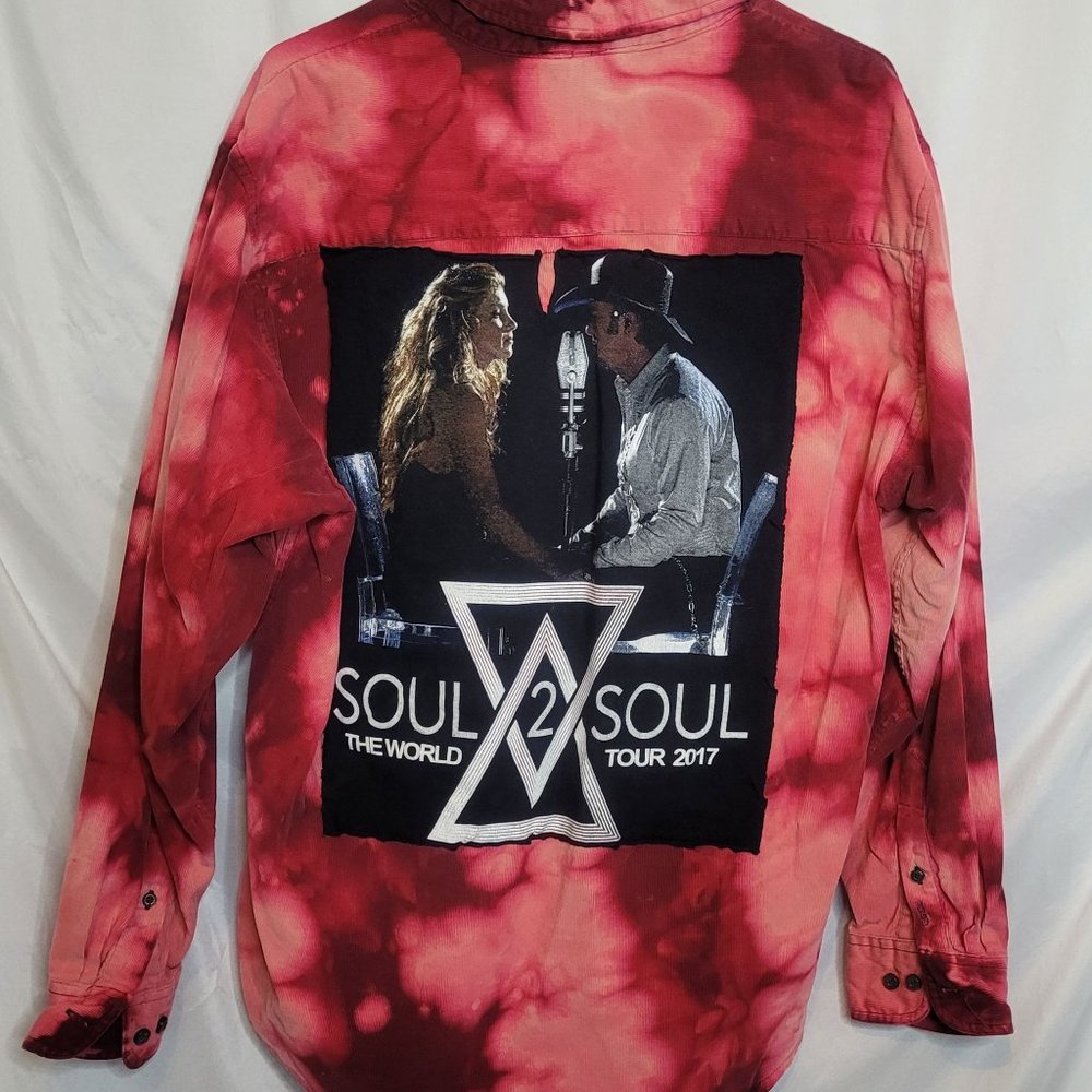 Tim and Faith Soul To Soul Upcycle Bleached Corduroy Shirt IZOD Red Large
